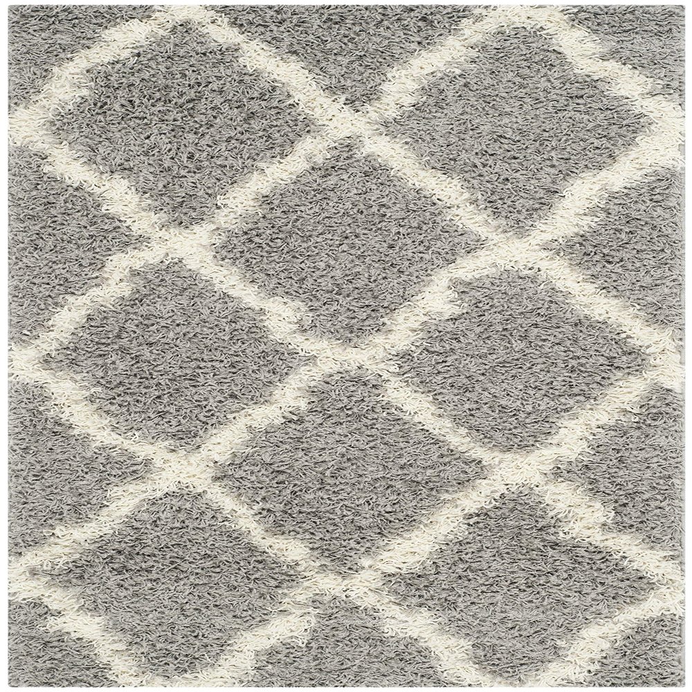 SAFAVIEH Dallas Shag Collection Accent Rug - 2'3" x 4', Grey & Ivory, Trellis Design, Non-Shedding & Easy Care, 1.5-inch Thick Ideal for High Traffic Areas in Entryway, Living Room, Bedroom (SGD257G)