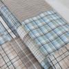 3 Piece Causal Brown White Blue Quilt Set Queen, All Season Grid Real Patchwork Quilt Pattern Modern Farmhouse Bedding, Sophisticated Alternating Vertical Horizontal Stripes in Hues Cotton Quilt Set view 2