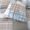 3 Piece Causal Brown White Blue Quilt Set Queen, All Season Grid Real Patchwork Quilt Pattern Modern Farmhouse Bedding, Sophisticated Alternating Vertical Horizontal Stripes in Hues Cotton Quilt Set view 3