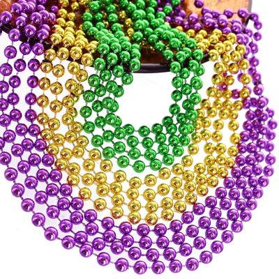 GiftExpress 72 pcs Bulk Mardi Gras Beads Necklace, 33" Multi Colors Carnival Necklaces for Christmas Party, St. Patrick's Day Costume Necklace, Assorted Metallic Colors in Gold, Green, Purple