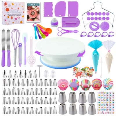 Cake Decorating Supplies Kit Tools 356pcs, Nifogo Baking Accessories with Cake Turntable, Pastry Piping Bag, Piping Icing Tips for Beginners