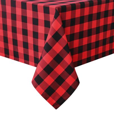 Hiasan Checkered Rectangle Tablecloth - Stain Resistant, Waterproof and Wrinkle Resistant Washable Table Cloth for Dining Room, Christmas, Outdoor Use, 54 x 108 Inch, Red and Black Gingham Pattern