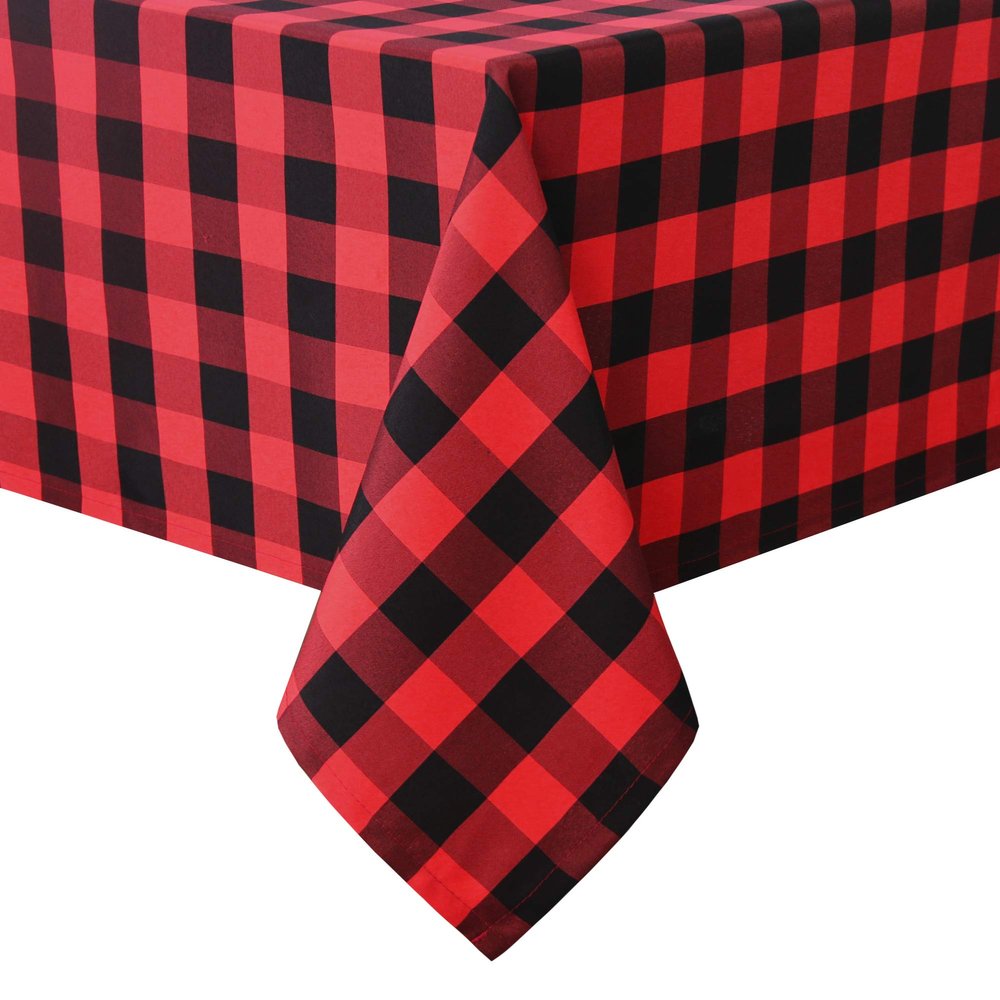 Hiasan Checkered Rectangle Tablecloth - Stain Resistant, Waterproof and Wrinkle Resistant Washable Table Cloth for Dining Room, Christmas, Outdoor Use, 54 x 108 Inch, Red and Black Gingham Pattern