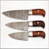 Damascus Knife Custom Handmade 10" To 15" Rose Wood Chef knife Set Of 3 view 2