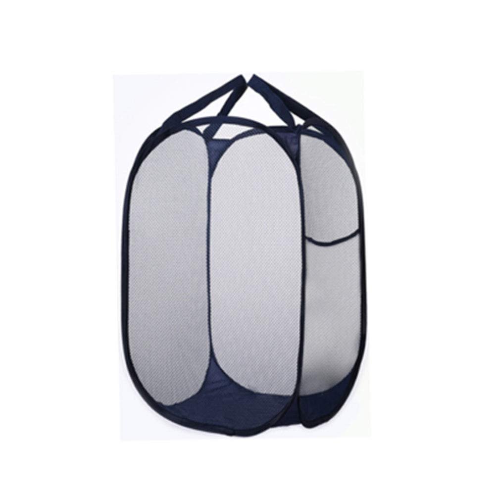 Jkhome Square Pop Up Laundry Mesh Hamper Collapsible Dirty Clothes Sorter Basket Bag Home, Foldable, Mesh, Durable Handles, Holds 2 Loads (1, Blue - Four mesh Faces)