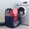 Jkhome Square Pop Up Laundry Mesh Hamper Collapsible Dirty Clothes Sorter Basket Bag Home, Foldable, Mesh, Durable Handles, Holds 2 Loads (1, Blue - Four mesh Faces) view 4