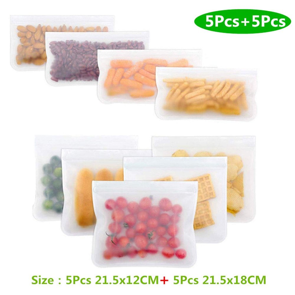 10Pcs/Set Silicone Storage Bag Food Storage Containers Reusable Silicone Food Storage Bags Stand Up Zip Shut Bag Cup Fresh Bag,5PCS And 5PCS,10Pcs