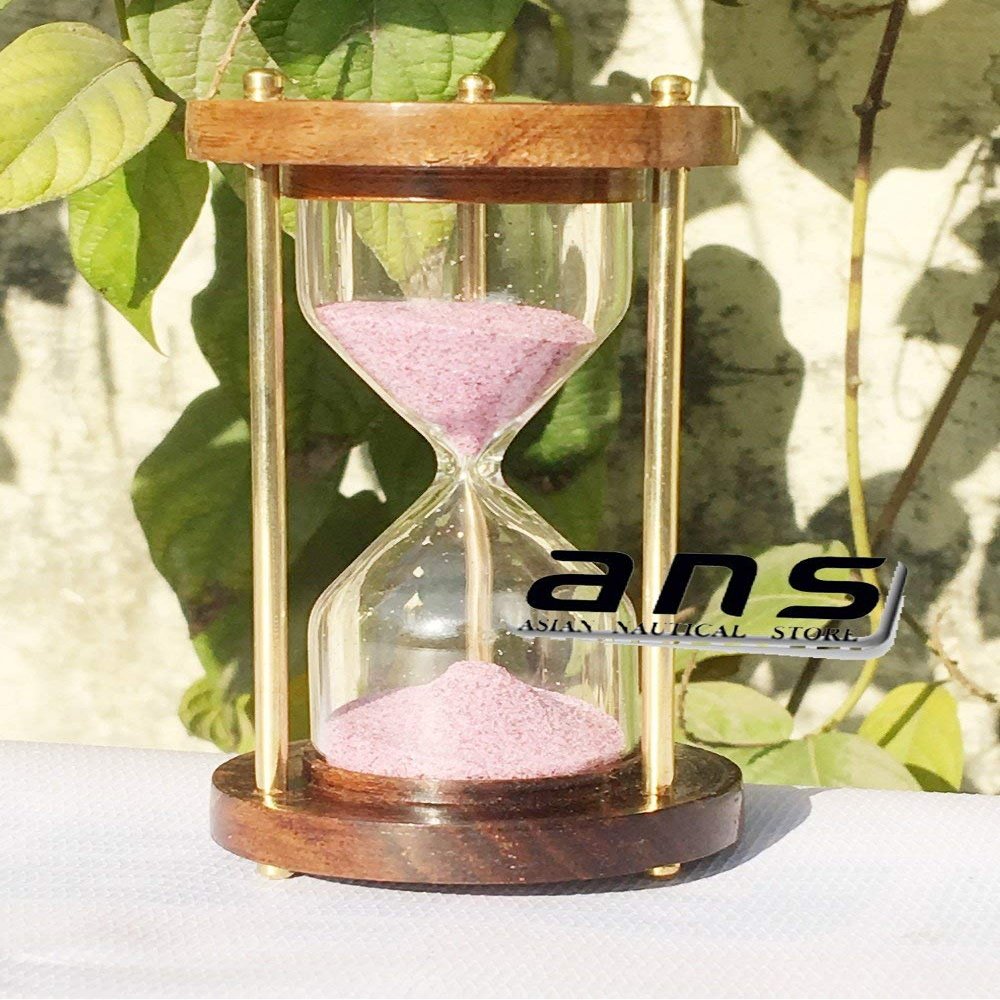 Sand Timer 1 Minute Pink Sand Solid Brass Direct Old Time Clock Beautiful Gift