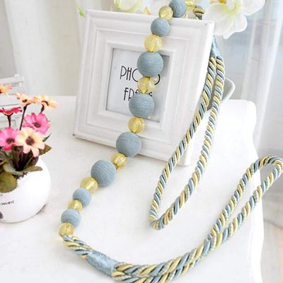 1 Pair Pastoral Style Curtain Bandage Rope Creative Simple Beaded Curtain Tiebacks Drape Bead Curtain Holdback Rope (Light Green)