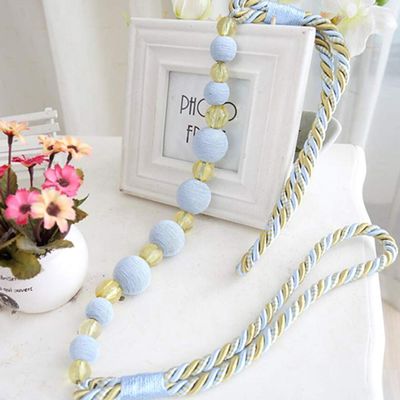1 Pair Pastoral Style Curtain Bandage Rope Creative Simple Beaded Curtain Tiebacks Drape Bead Curtain Holdback Rope (Gray)