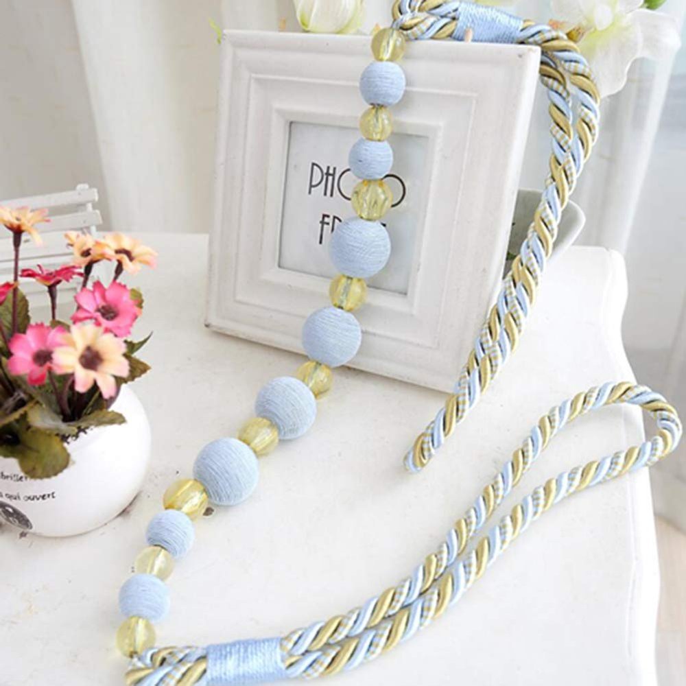 1 Pair Pastoral Style Curtain Bandage Rope Creative Simple Beaded Curtain Tiebacks Drape Bead Curtain Holdback Rope (Gray)