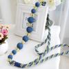 1 Pair Pastoral Style Curtain Bandage Rope Creative Simple Beaded Curtain Tiebacks Drape Bead Curtain Holdback Rope (Navy Blue) view 1