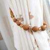 1 Pair Pastoral Style Curtain Bandage Rope Creative Simple Beaded Curtain Tiebacks Drape Bead Curtain Holdback Rope (Light Coffee) view 2