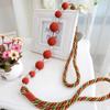 1 Pair Pastoral Style Curtain Bandage Rope Creative Simple Beaded Curtain Tiebacks Drape Bead Curtain Holdback Rope (Wine red) view 1