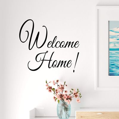 Vinyl Wall Decal Inscription Welcome Home Family House Decor Stickers Mural 22.5 in x 18.5 in gz302