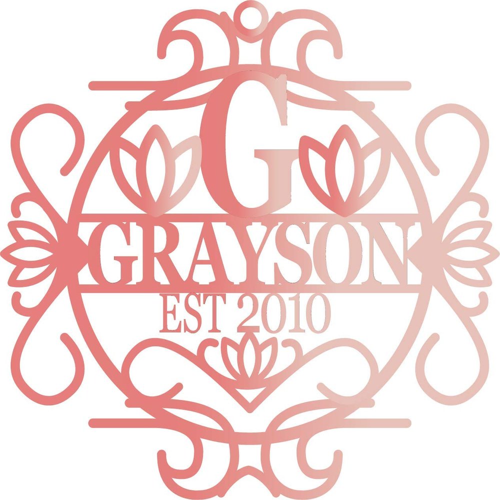 Just Customized Personalized Door Sign for Home D_cor, Personalized with Your Last Name and Initials, Design Your Own
