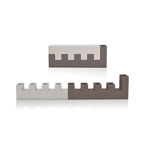 Colorful Modern Anodized Aluminum Jerusalem Travel Menorah for Hanukkah (Gray)