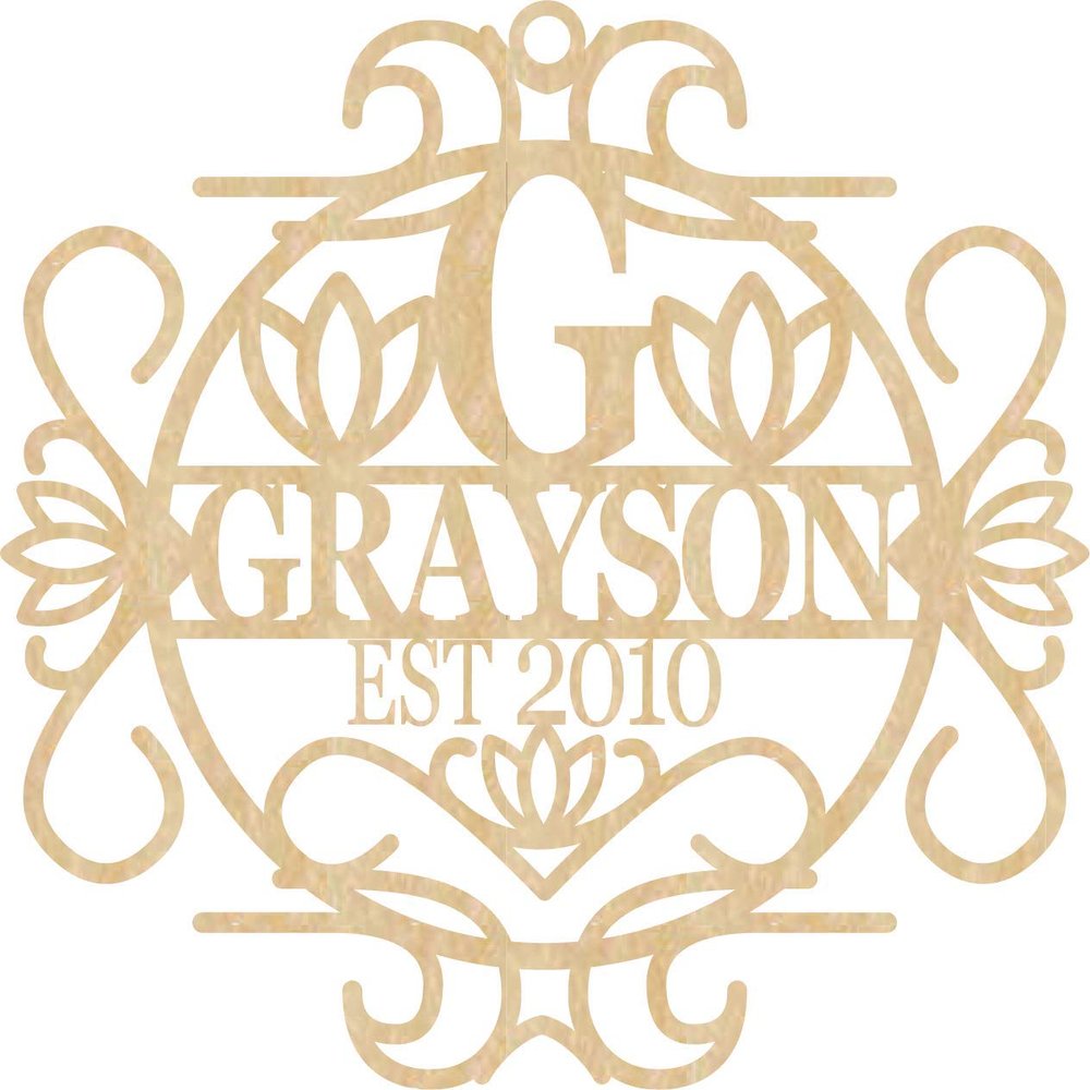 Just Customized Personalized Door Sign for Home Decor, Personalized with Your Last Name and Initials, Design Your Own