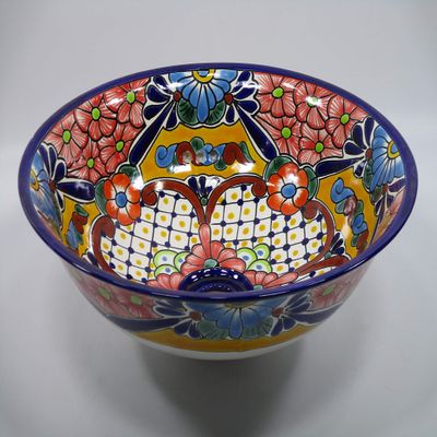 15" ROUND TALAVERA SINK (Semi-Recessed) drop in mexican handmade ceramic