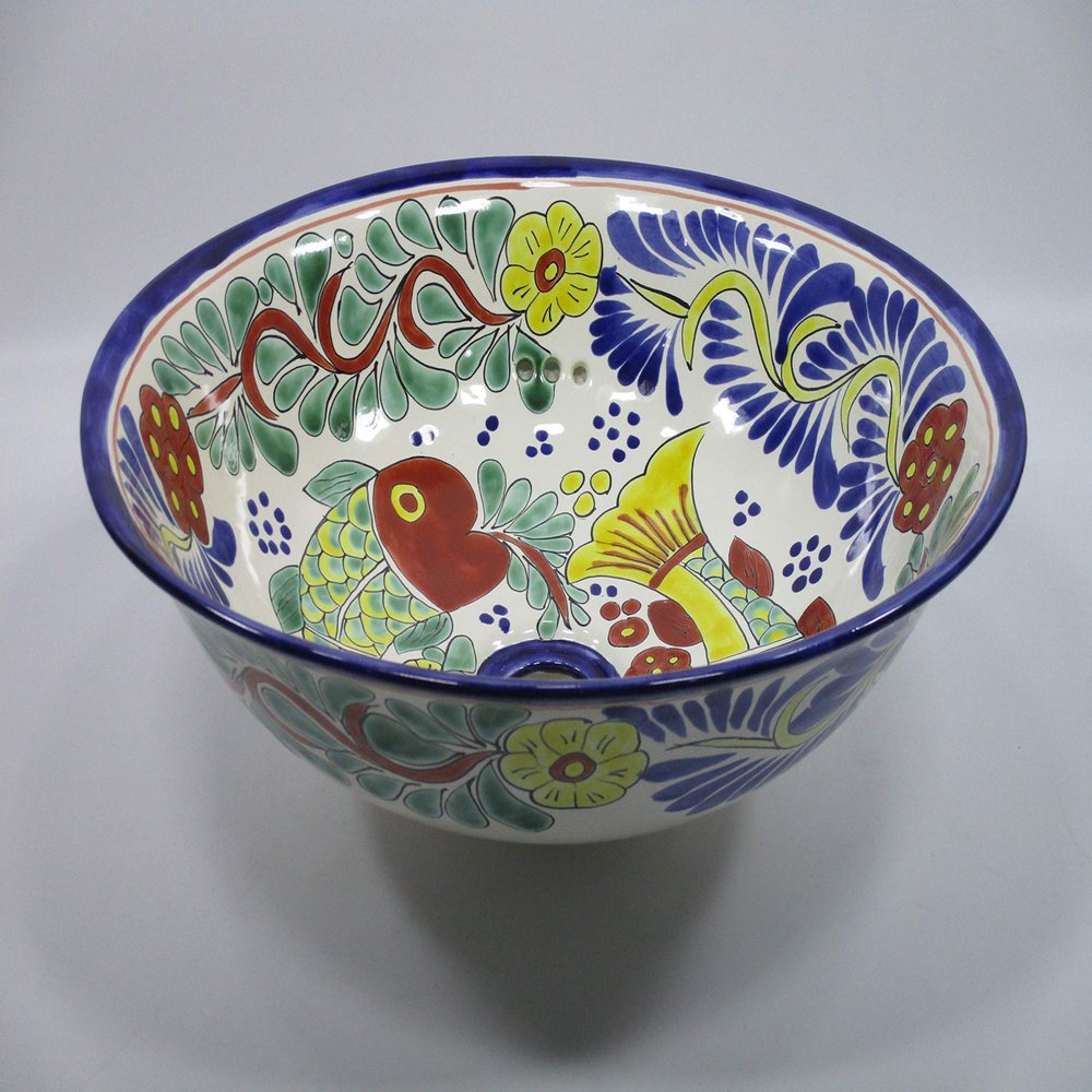 15" ROUND TALAVERA SINK (Semi-Recessed) drop in mexican handmade ceramic