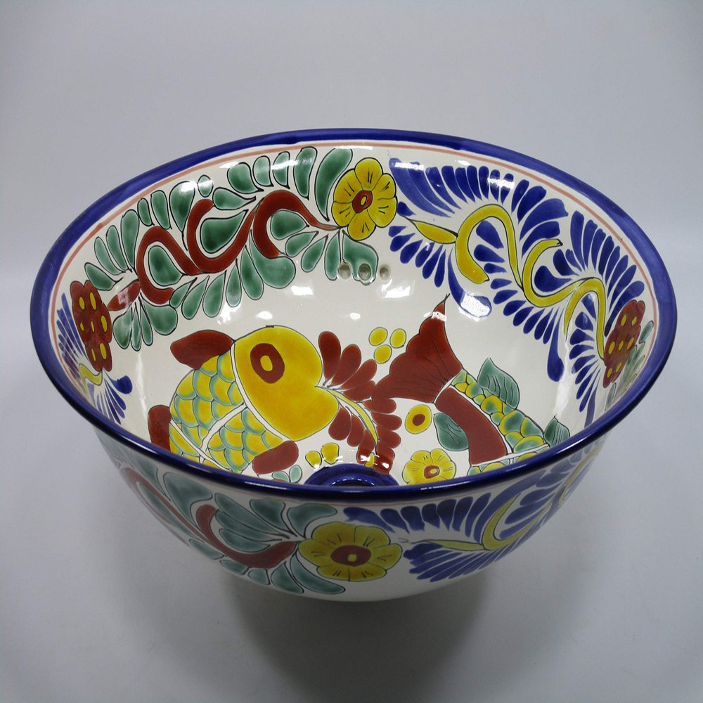 15" ROUND TALAVERA SINK (Semi-Recessed) drop in mexican handmade ceramic