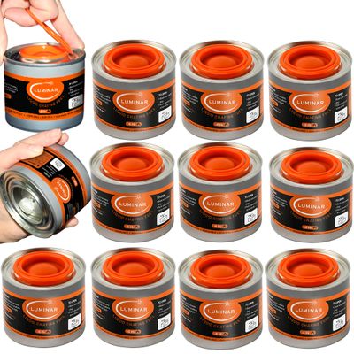 Luminar Resealable-Wick Chafing Fuel Cans, 12 Pack, 4 Hour - Premium Quality Burners for Food Warmers - No More Spills, Waste, or Hassle - Perfect for Convenient, and Long-Lasting Event Catering