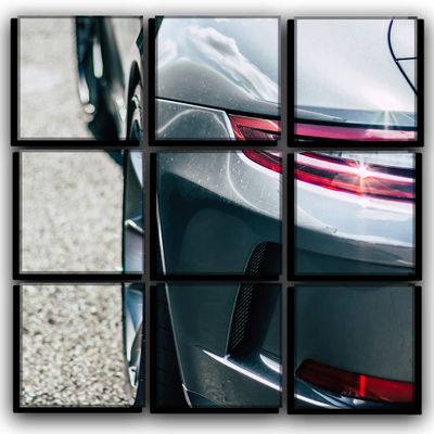 Big 9 Piece 911 Gt3 Car Wall Art Decor Picture Painting Poster Print on Canvas Panels Pieces - Sport Car Theme Wall Decoration Set - German Car Wall Picture for Showroom Office 30 by 30 in