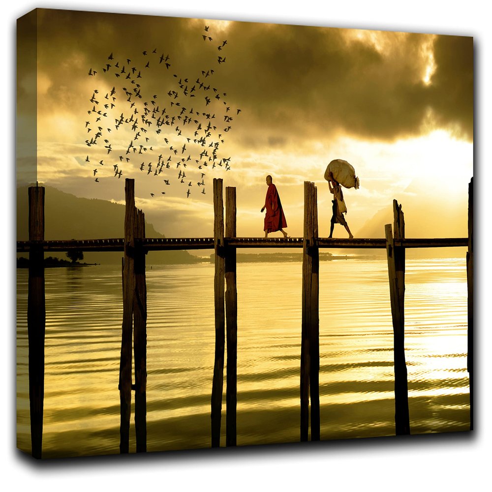 East Bridge Wall Art Decor Picture Painting Poster Print on Canvas Panels Pieces - Creative Theme Wall Decoration Set - Bridge Wall Picture for Creative Space 23 by 40 in