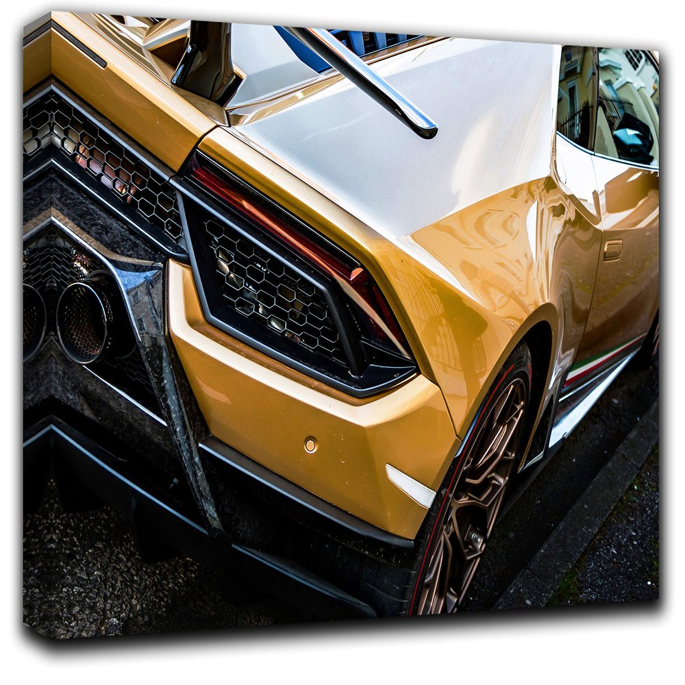 Lambo Huracan Wall Art Decor Picture Painting Poster Print on Canvas Panels Pieces - Sport Car Theme Wall Decoration Set - Italian Race Car Wall Picture for Showroom Office 23 by 40 in