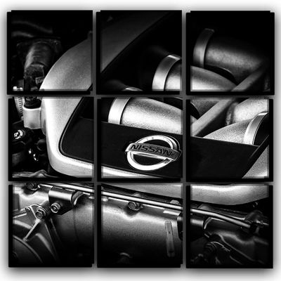 Big 9 Piece Gt-R Engine Wall Art Decor Picture Painting Poster Print on Canvas Panels Pieces - Sport Car Theme Wall Decoration Set - Car Wall Picture for Showroom Office 30 by 30 in