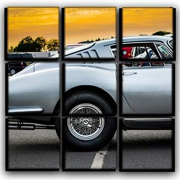 Big 9 Piece Italian 275 GTB Car Wall Art Decor Picture Painting Poster Print on Canvas Panels Pieces - Sport Car Theme Wall Decoration Set - Vintage Sportcar Wall Picture for Showroom Office
