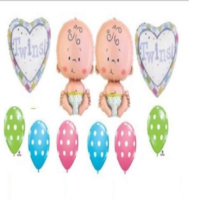 10 New Twin Baby Balloons Twins Party Shower Babies Unisex Decor Favors Gift Welcome
