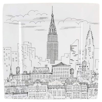 222 Fifth City Scenes Black Salad Plate