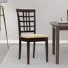 Benjara Geometric Wooden Dining Chair with Padded Seat, Set of Two, Beige and Brown view 2