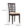 Benjara Geometric Wooden Dining Chair with Padded Seat, Set of Two, Beige and Brown view 3