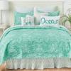 C&F Home Blue and White Turquoise Bay Twin 2 Piece Cotton Quilt Set Summer Beach Ocean Coastal Reversible Machine Washable Lightweight Bedspread Coverlet Twin 2 Piece Set Blue view 4