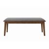 Benjara Fabric Upholstered Wooden Bench with Chamfered Legs, Brown and Gray view 4