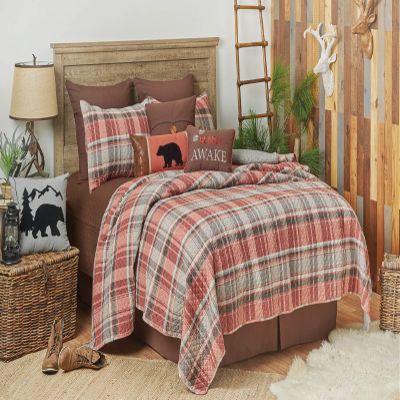 C&F Home Saffron Rustic Plaid Twin Cotton Quilt Set Reversible Machine Washable Bedding Lodge Cabin Nature Woodland Forrest Twin 2 Piece Set Orange