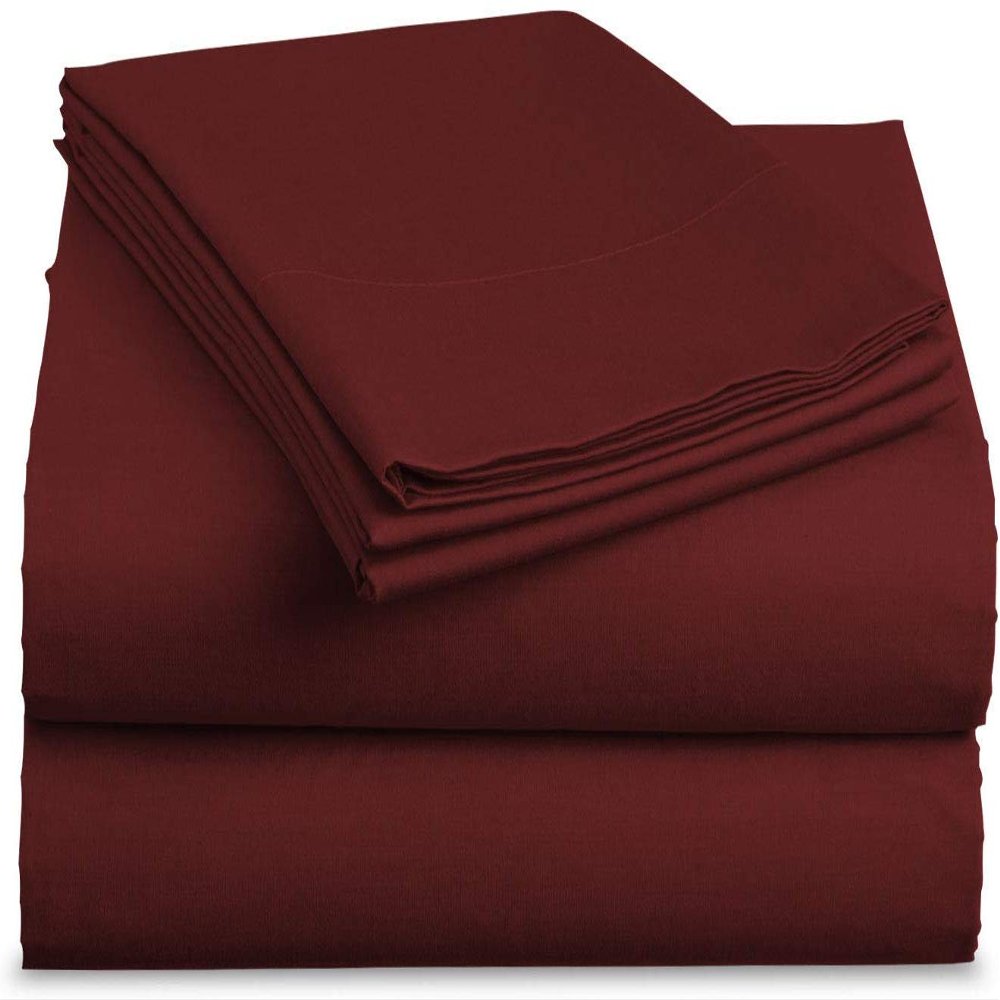 Bedding Castle, 800 Thread Count Luxury Egyptian Cotton 4pc Sheet Set - Stain Wrinkle Fade Resistant, 23 inch Deep Pocket Bedding Set (Olmypic Queen, Burgundy)