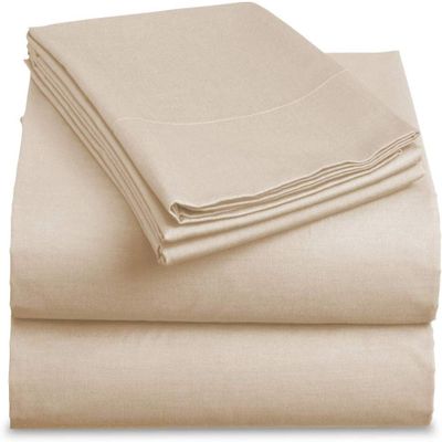 Bedding Castle, 800 Thread Count Luxury Egyptian Cotton 4pc Sheet Set - Stain Wrinkle Fade Resistant, 23 inch Deep Pocket Bedding Set (Olmypic Queen, Beige)