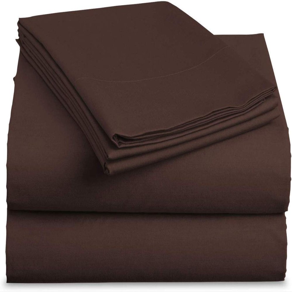 Bedding Castle, 800 Thread Count Luxury Egyptian Cotton 4pc Sheet Set - Stain Wrinkle Fade Resistant, 23 inch Deep Pocket Bedding Set (Olmypic Queen, Chocolate)