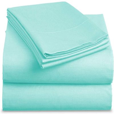 Bedding Castle, 800 Thread Count Luxury Egyptian Cotton 4pc Sheet Set - Stain Wrinkle Fade Resistant, 23 inch Deep Pocket Bedding Set (Olmypic Queen, Aqua Blue)