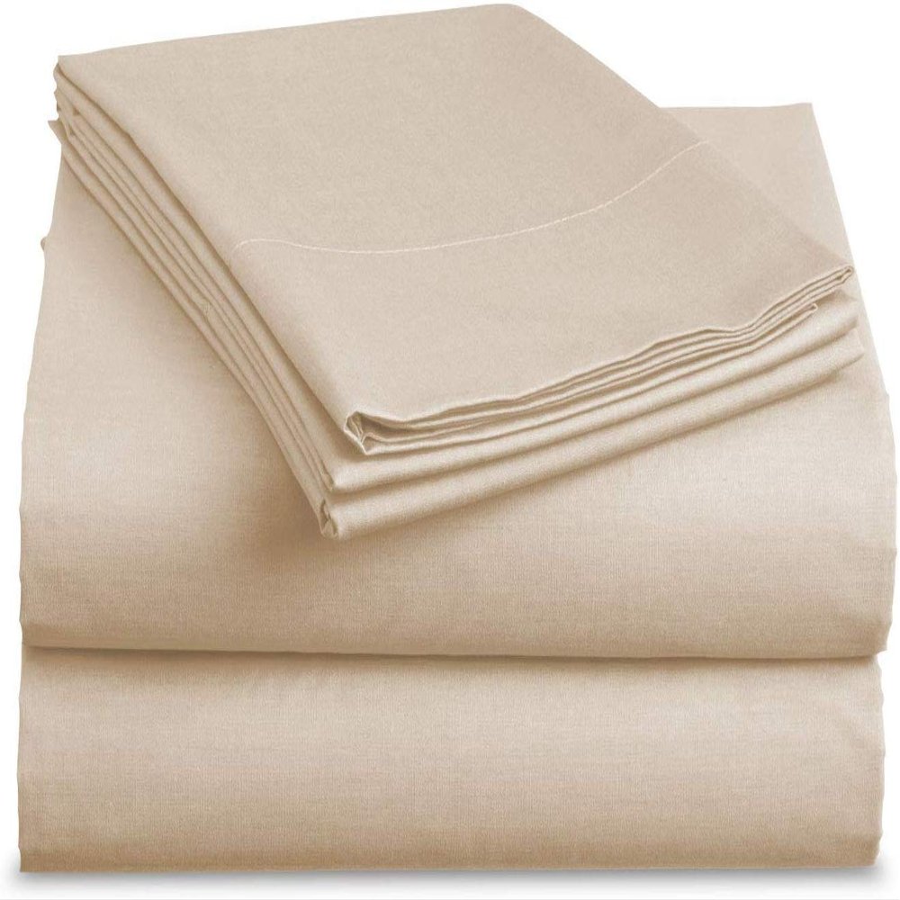 Bedding Castle, 800 Thread Count Luxury Egyptian Cotton 4pc Sheet Set - Stain Wrinkle Fade Resistant, 22 inch Deep Pocket Bedding Set (Olmypic Queen, Beige)