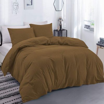 100% Egyptian Cotton Material Super King Size 1 Piece Zipper Duvet Cover by High Kotton 800 Thread Count Solid Pattern Taupe