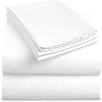 Bedding Castle, 800 Thread Count Luxury Egyptian Cotton 4pc Sheet Set - Stain Wrinkle Fade Resistant, 22 inch Deep Pocket Bedding Set (Olmypic Queen, White)