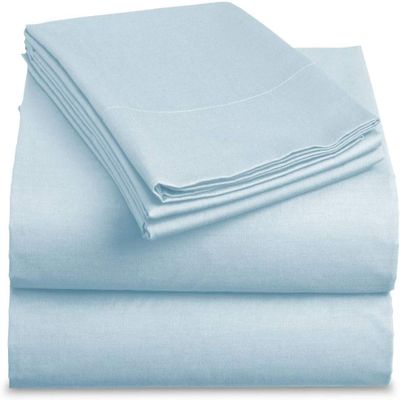 Bedding Castle, 800 Thread Count Luxury Egyptian Cotton 4pc Sheet Set - Stain Wrinkle Fade Resistant, 23 inch Deep Pocket Bedding Set (Olmypic Queen, Light Blue)