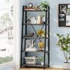 BON AUGURE 5-Tier Ladder Shelf, Industrial Leaning Bookcase, Wood and Metal Ladder Bookshelf for Living Room, Bedroom, Kitchen, Home Office (Grey Oak) view 2