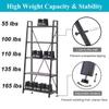 BON AUGURE 5-Tier Ladder Shelf, Industrial Leaning Bookcase, Wood and Metal Ladder Bookshelf for Living Room, Bedroom, Kitchen, Home Office (Grey Oak) view 4