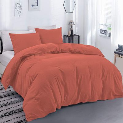 100% Egyptian Cotton Material Oversized Super King Size 1 Piece Zipper Duvet Cover by High Kotton 800 Thread Count Solid Pattern Brick Red