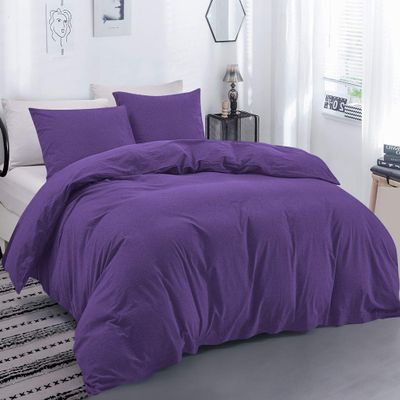 100% Egyptian Cotton Material Oversized Super King Size 1 Piece Zipper Duvet Cover by High Kotton 800 Thread Count Solid Pattern Purple